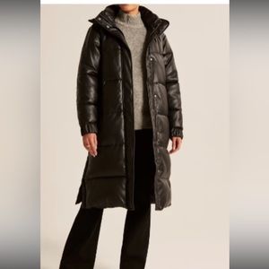 Vegan leather Abercrombie long coat